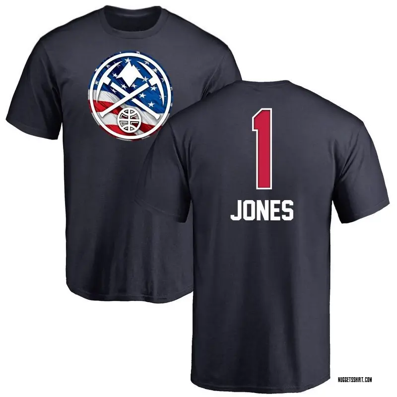 Men's Curtis Jones Denver Nuggets Navy Name and Number Banner Wave T-Shirt