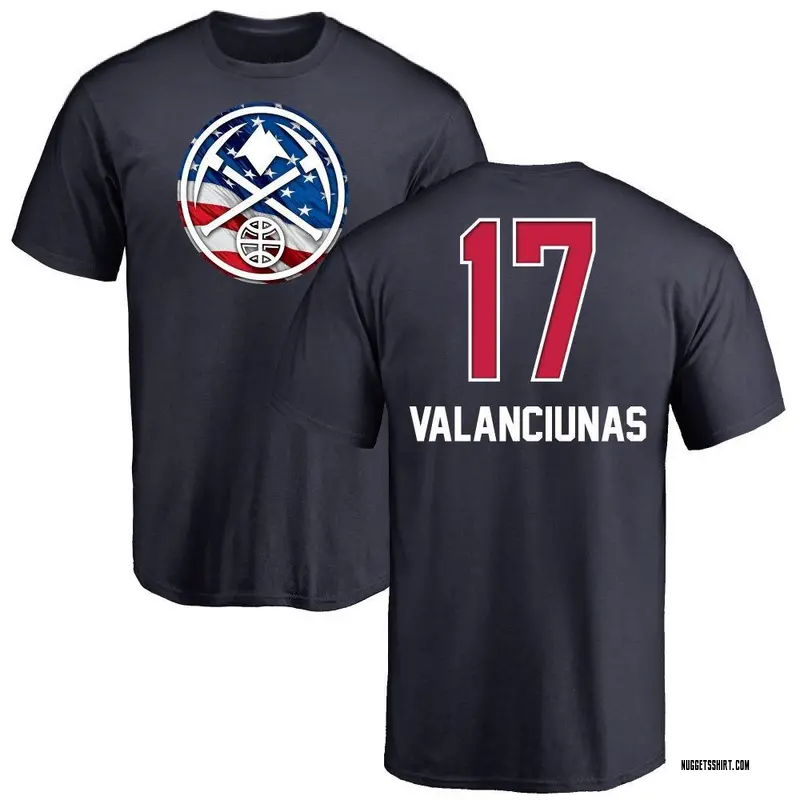 Men's Jonas Valanciunas Denver Nuggets Navy Name and Number Banner Wave T-Shirt