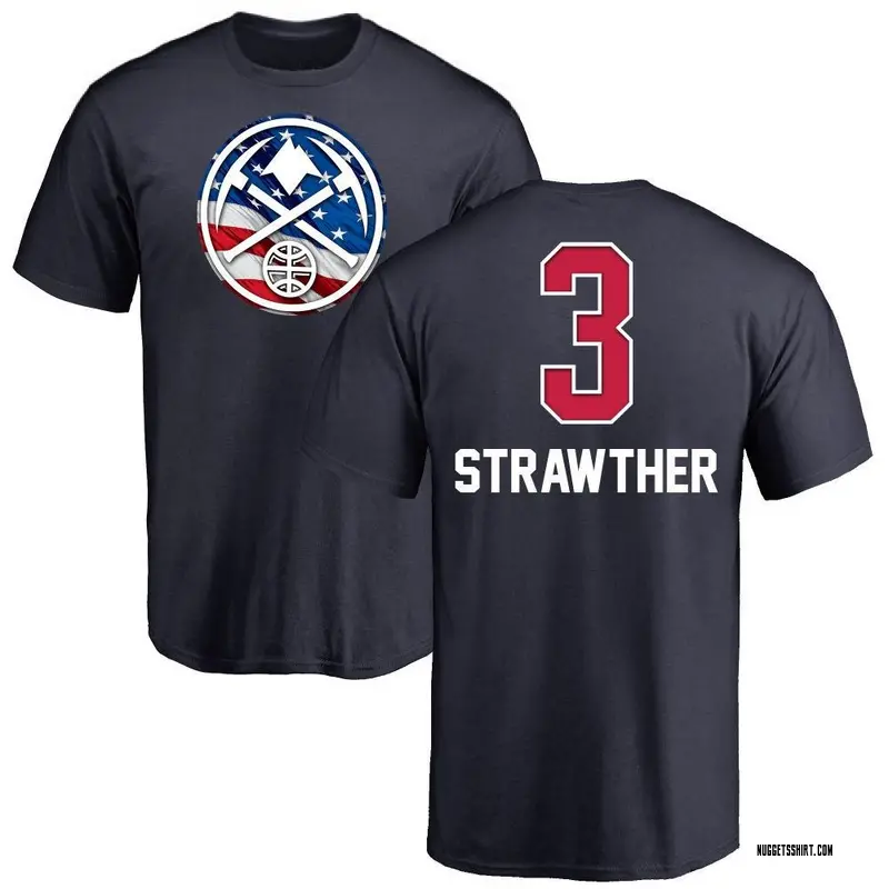 Men's Julian Strawther Denver Nuggets Navy Name and Number Banner Wave T-Shirt
