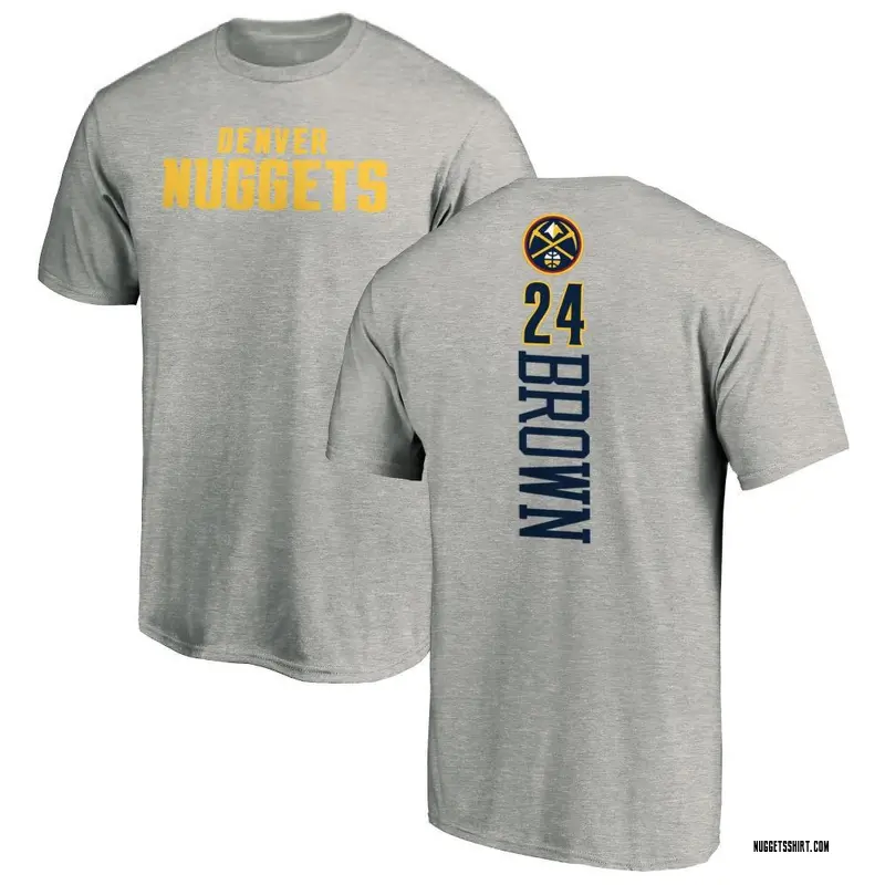 Men's Moses Brown Denver Nuggets Ash Backer T-Shirt