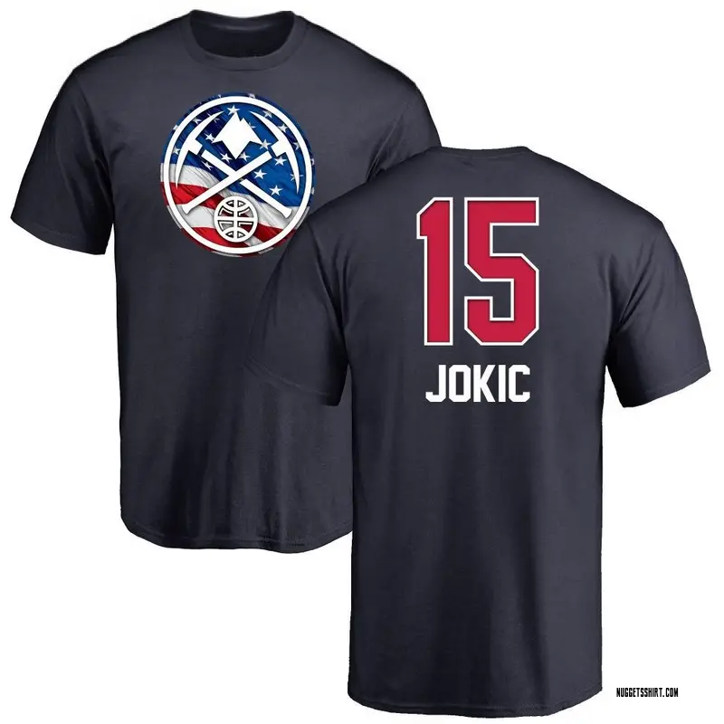 Men's Nikola Jokic Denver Nuggets Navy Name and Number Banner Wave T-Shirt