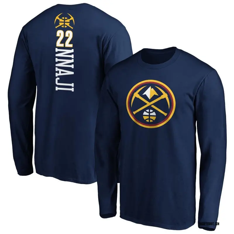 Men's Zeke Nnaji Denver Nuggets Navy Backer Long Sleeve T-Shirt
