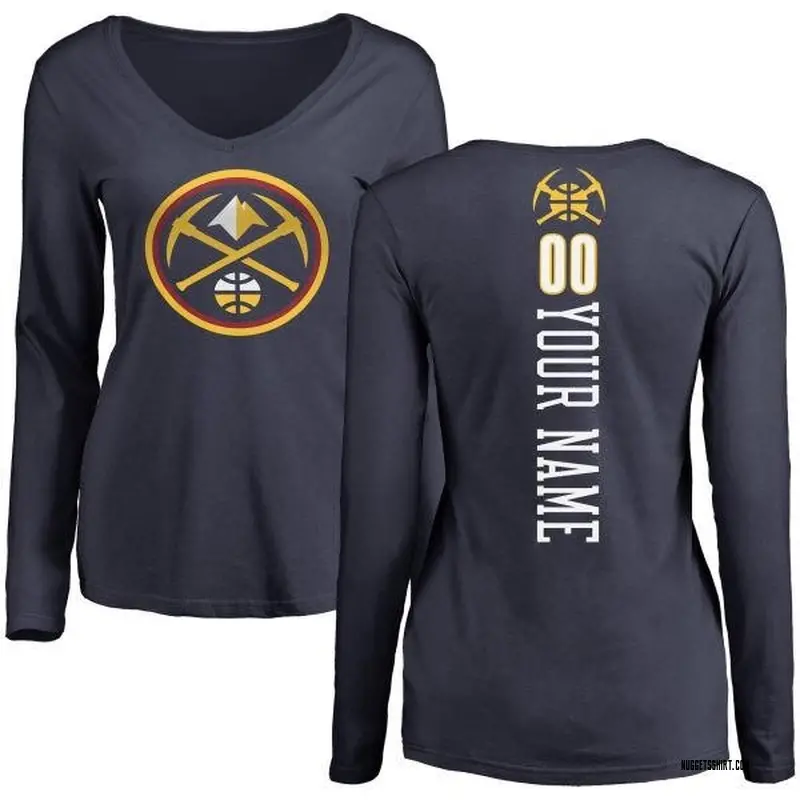 Women's Alex English Denver Nuggets Navy Backer Long Sleeve T-Shirt