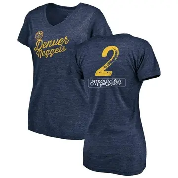 Women's Alex English Denver Nuggets Navy Sideline Tri-Blend V-Neck T-Shirt