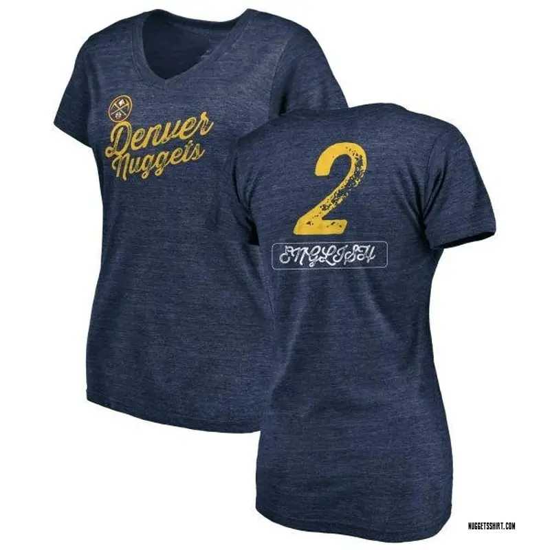 Women's Alex English Denver Nuggets Navy Sideline Tri-Blend V-Neck T-Shirt