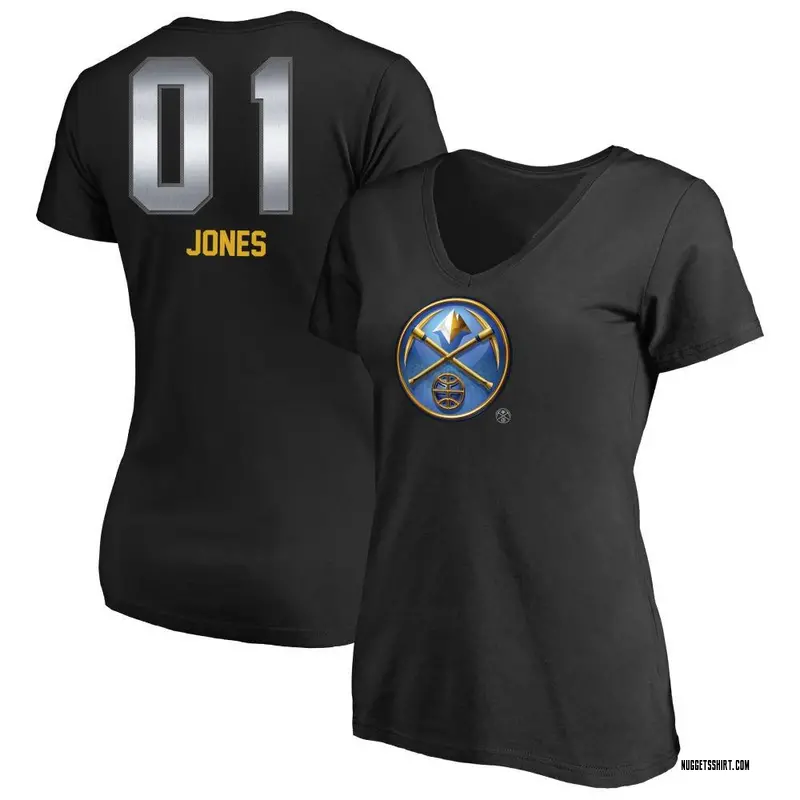 Women's Curtis Jones Denver Nuggets Black Midnight Mascot T-Shirt