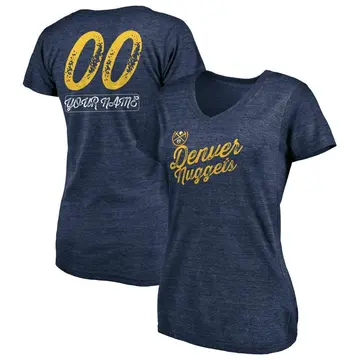 Women's Custom Denver Nuggets Navy Custom Sideline Tri-Blend V-Neck T-Shirt