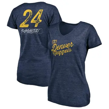 Women's Jalen Pickett Denver Nuggets Navy Sideline Tri-Blend V-Neck T-Shirt