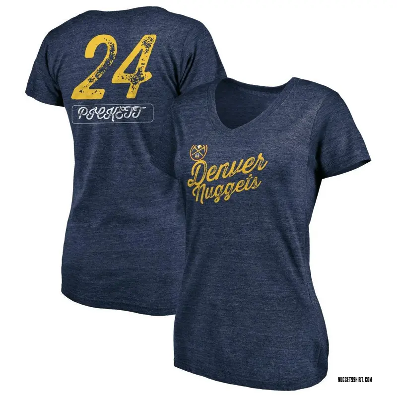 Women's Jalen Pickett Denver Nuggets Navy Sideline Tri-Blend V-Neck T-Shirt