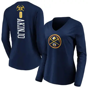 Women's James Akinjo Denver Nuggets Navy Backer Long Sleeve T-Shirt