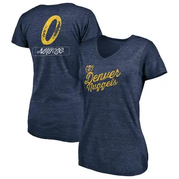 Women's James Akinjo Denver Nuggets Navy Sideline Tri-Blend V-Neck T-Shirt