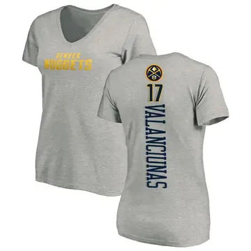Women's Jonas Valanciunas Denver Nuggets Ash Backer T-Shirt