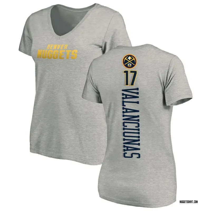 Women's Jonas Valanciunas Denver Nuggets Ash Backer T-Shirt