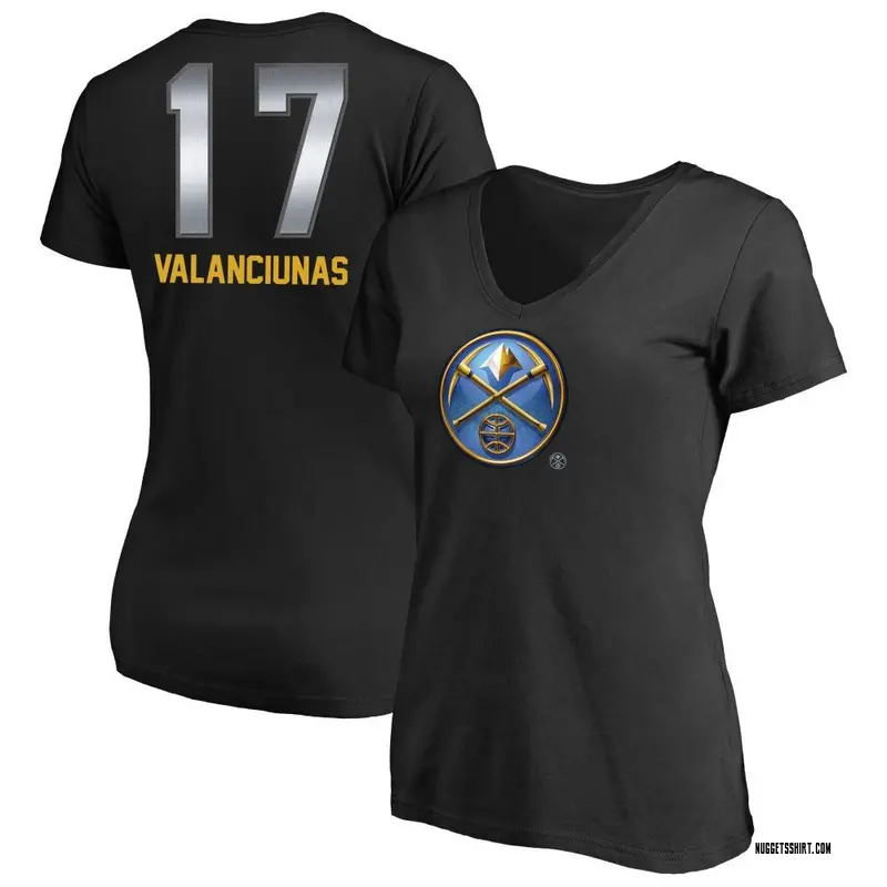 Women's Jonas Valanciunas Denver Nuggets Black Midnight Mascot T-Shirt