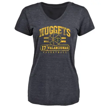Women's Jonas Valanciunas Denver Nuggets Navy Baseline Tri-Blend T-Shirt
