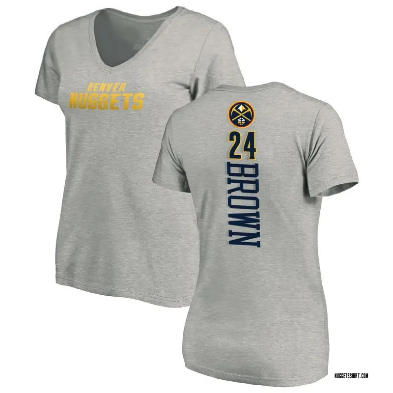 Women's Moses Brown Denver Nuggets Ash Backer T-Shirt