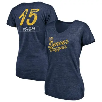 Women's Nikola Jokic Denver Nuggets Navy Sideline Tri-Blend V-Neck T-Shirt