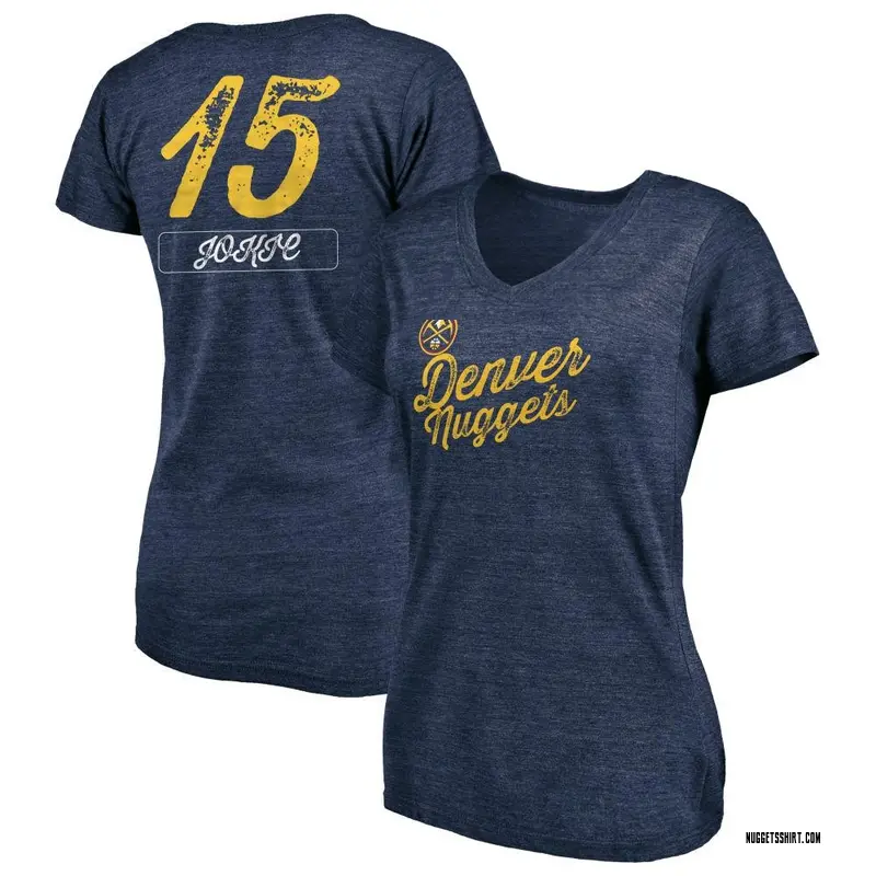 Women's Nikola Jokic Denver Nuggets Navy Sideline Tri-Blend V-Neck T-Shirt
