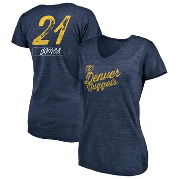 Women's Spencer Jones Denver Nuggets Navy Sideline Tri-Blend V-Neck T-Shirt