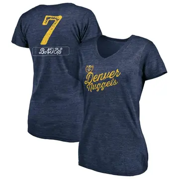 Women's Tamar Bates Denver Nuggets Navy Sideline Tri-Blend V-Neck T-Shirt