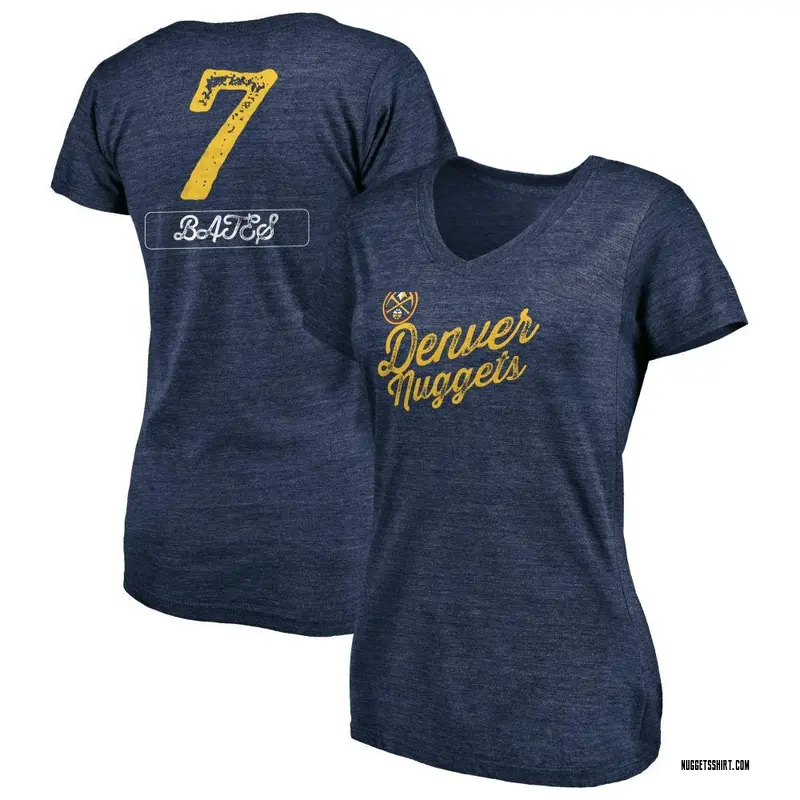 Women's Tamar Bates Denver Nuggets Navy Sideline Tri-Blend V-Neck T-Shirt