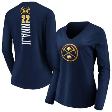 Women's Zeke Nnaji Denver Nuggets Navy Backer Long Sleeve T-Shirt