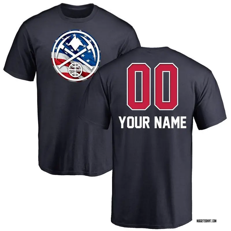 Youth Custom Denver Nuggets Navy Custom Name and Number Banner Wave T-Shirt