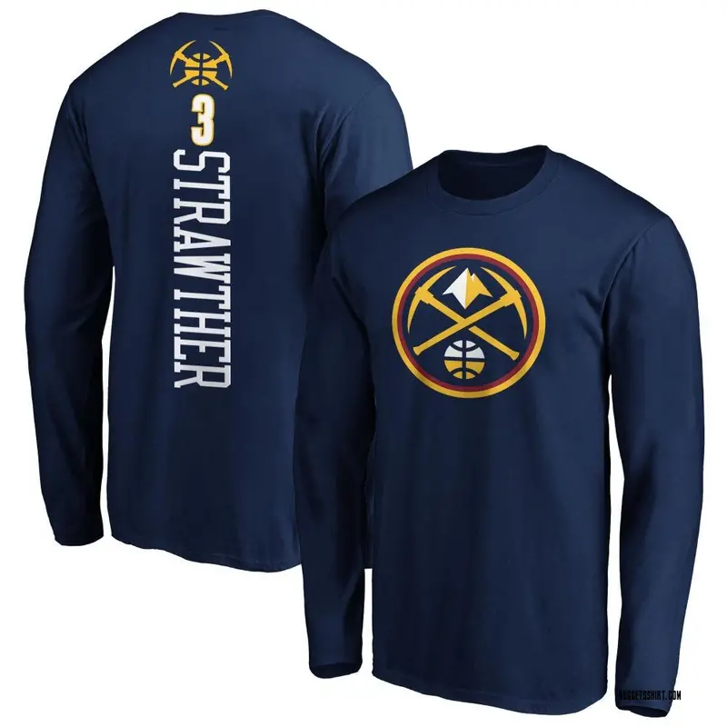 Youth Julian Strawther Denver Nuggets Navy Backer Long Sleeve T-Shirt